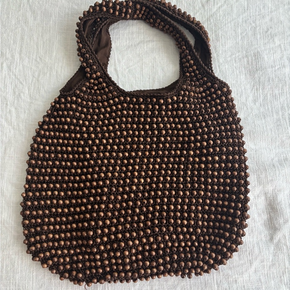 Brown Beaded Women's Bag
